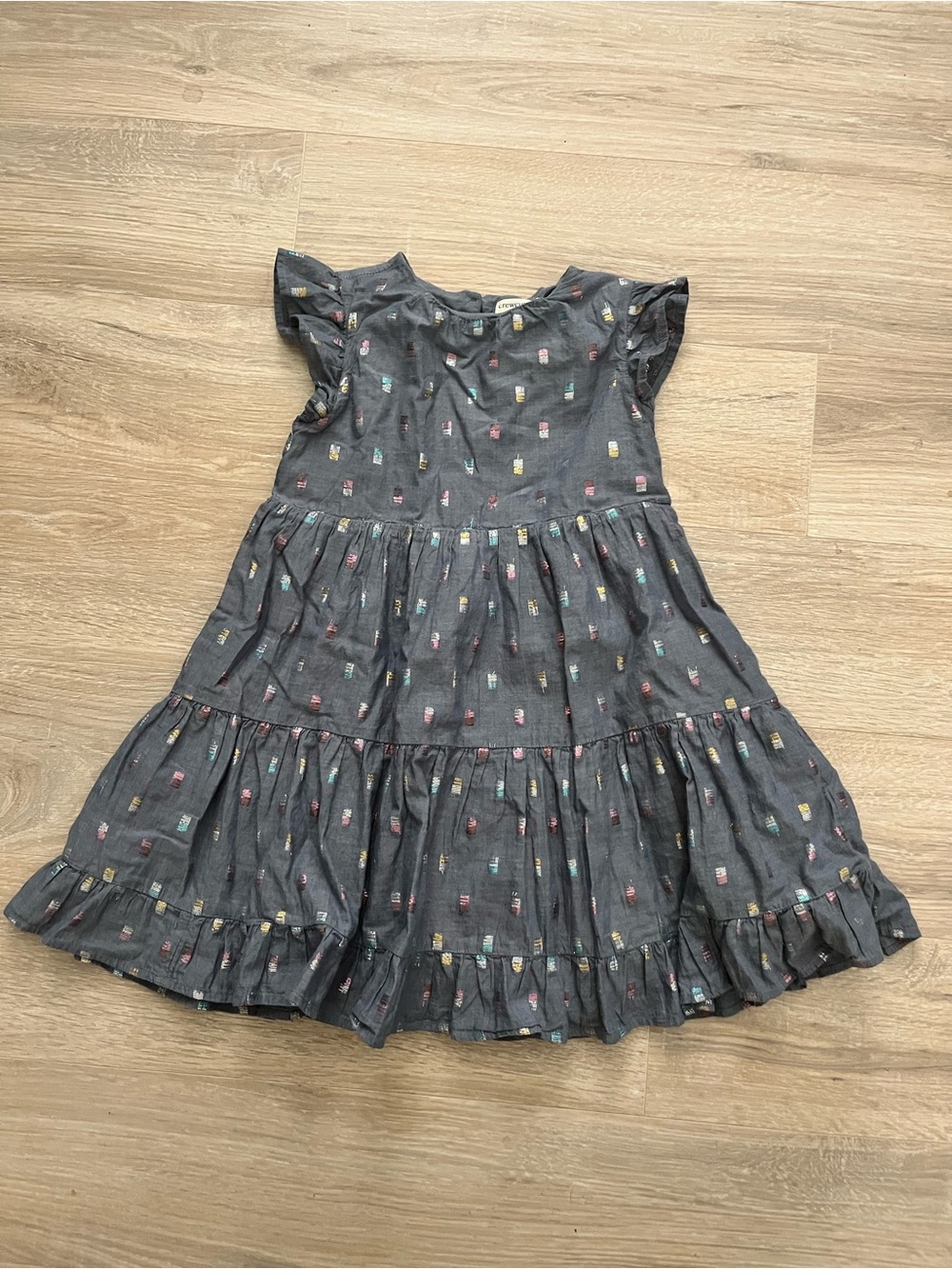 J.Crew Crewcuts Factory Girls' chambray shimmer clip-dot dress - Size 7